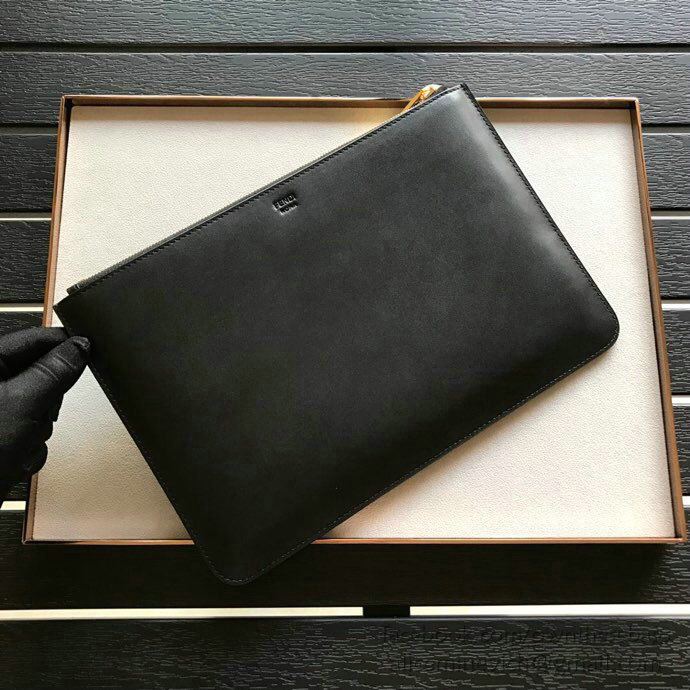 Fendi Calfskin Clutch Bag Black F86711