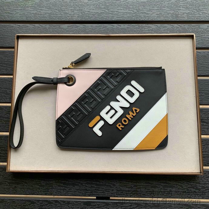 Fendi Calfskin Clutch Bag Pink F80211