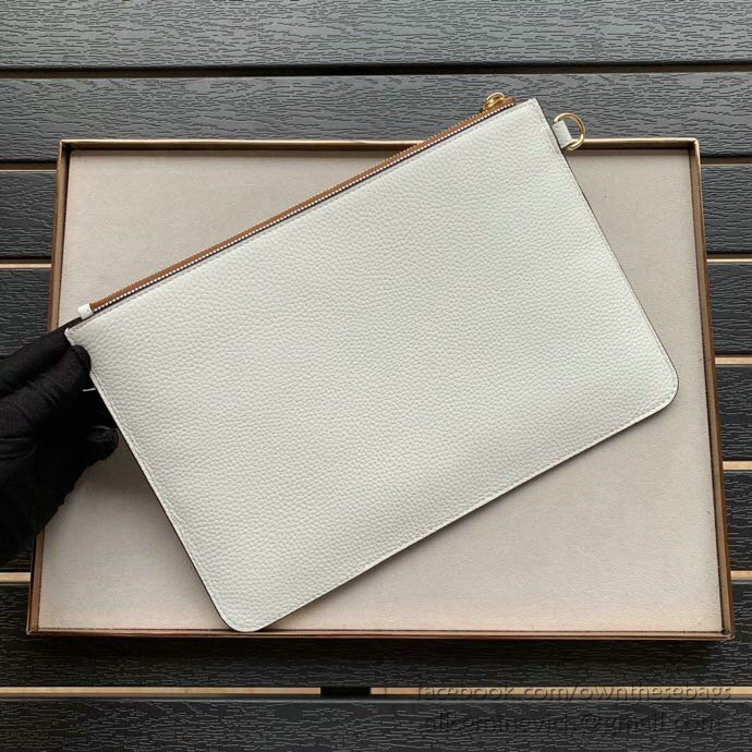 Fendi Calfskin Clutch Bag White F86771