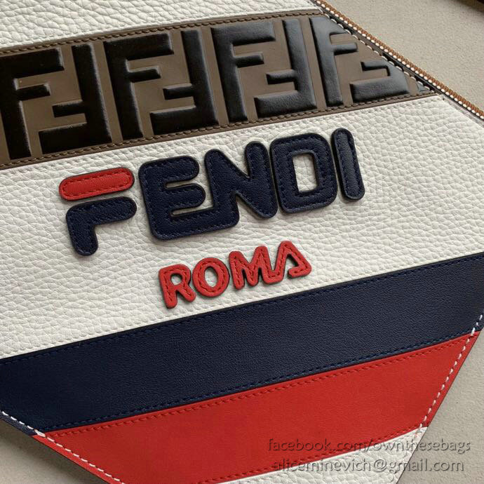 Fendi Calfskin Clutch Bag White F86771