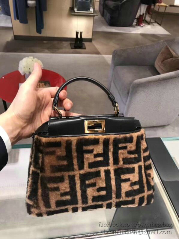 Fendi Wool Peekaboo Bag Brown F880251