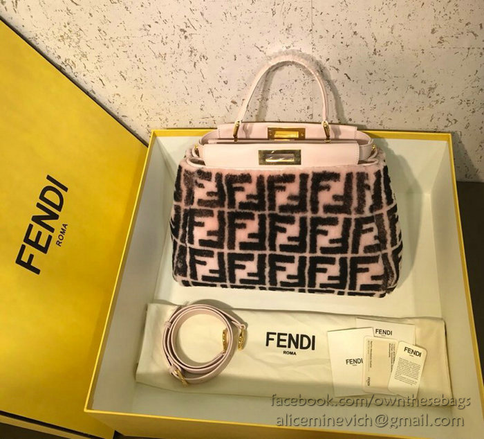 Fendi Wool Peekaboo Bag Pink F880251