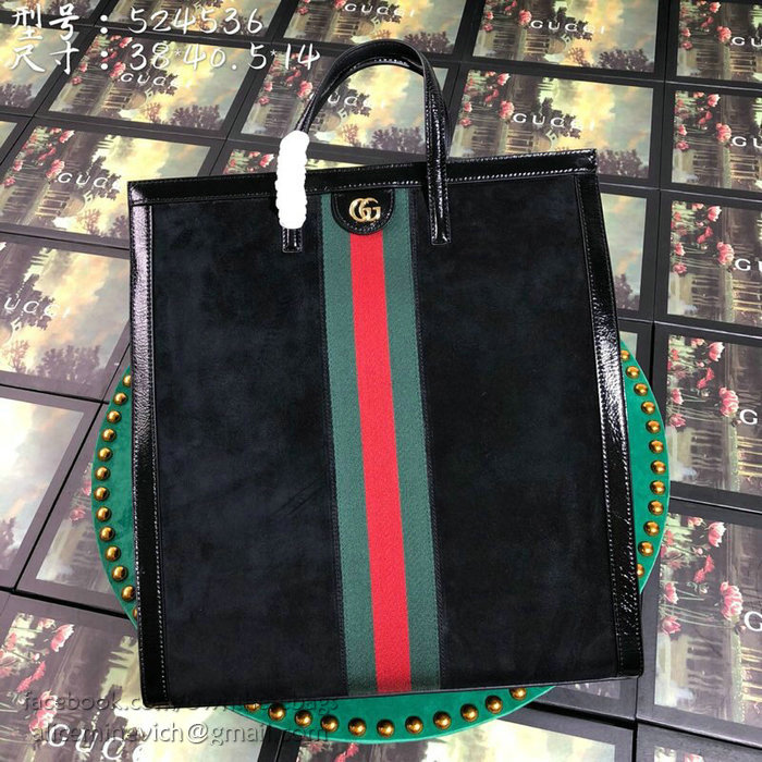 Gucci Ophidia Suede Tote Bag Black 524536