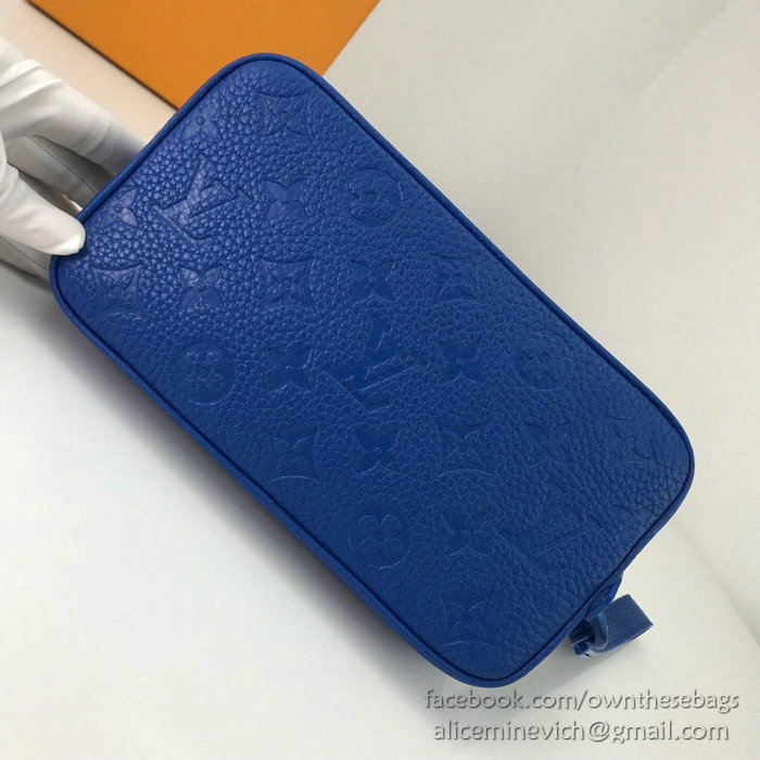 Louis Vuitton Calfskin Clutch Blue M44458