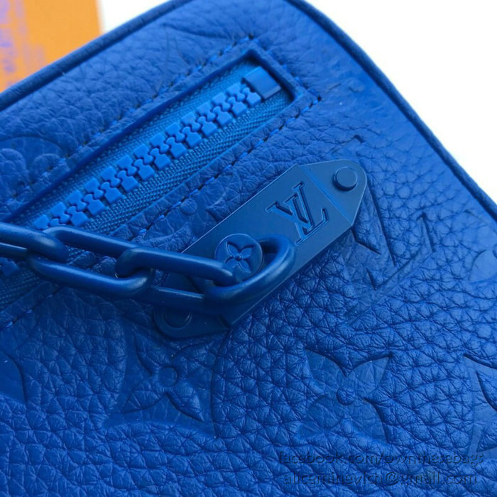 Louis Vuitton Calfskin Clutch Blue M44458