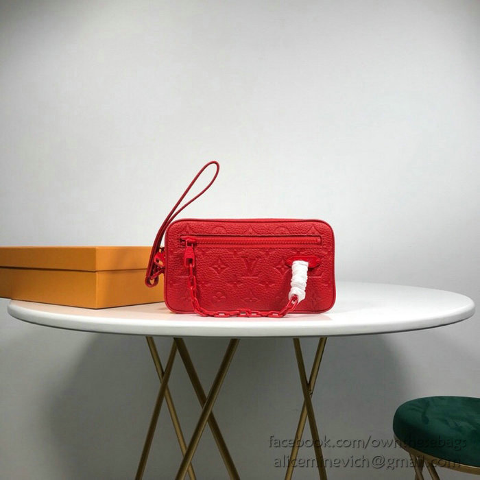 Louis Vuitton Calfskin Clutch Red M44458