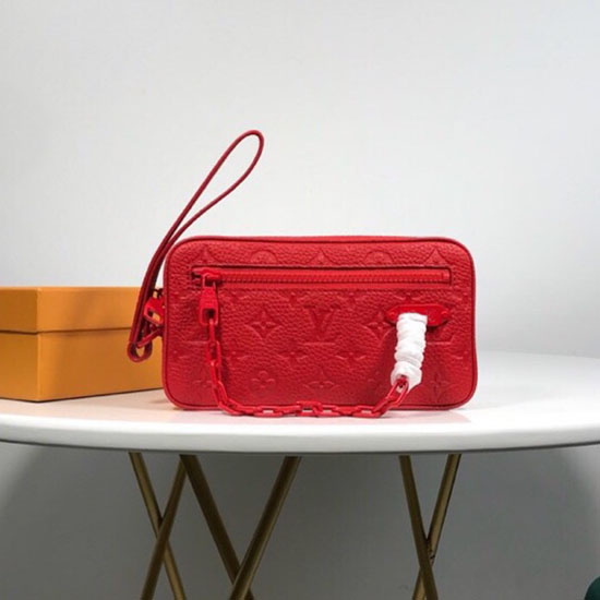 Louis Vuitton Calfskin Clutch Red M44458