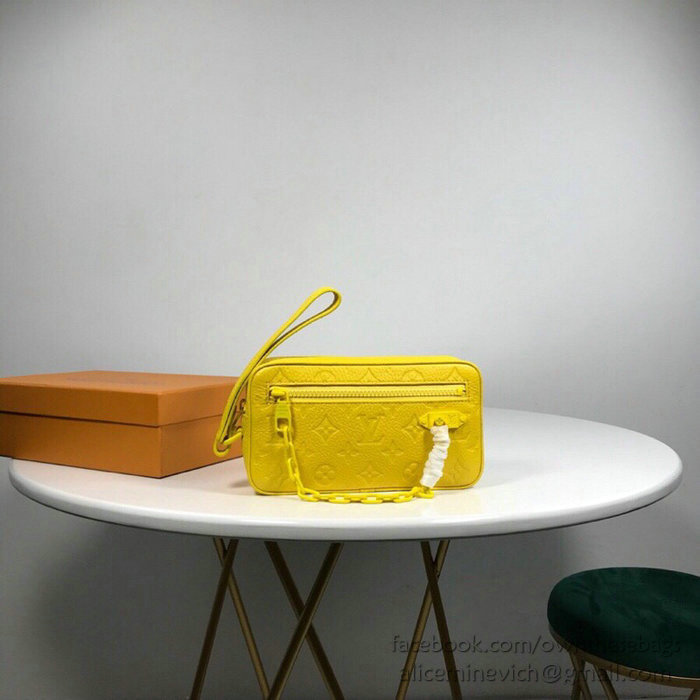 Louis Vuitton Calfskin Clutch Yellow M44458