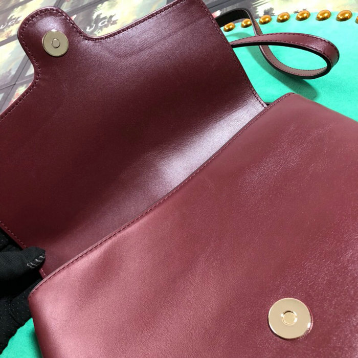 Gucci Arli Medium Leather Shoulder Bag Burgundy 550126