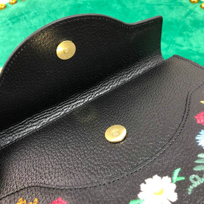 Gucci Embroidered Small Shoulder Bag Black 499617