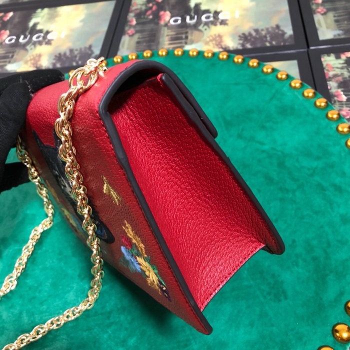 Gucci Embroidered Small Shoulder Bag Red 499617