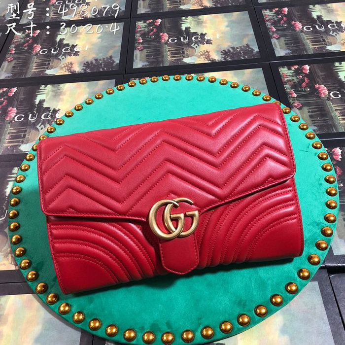 Gucci GG Marmont Clutch Red 498079