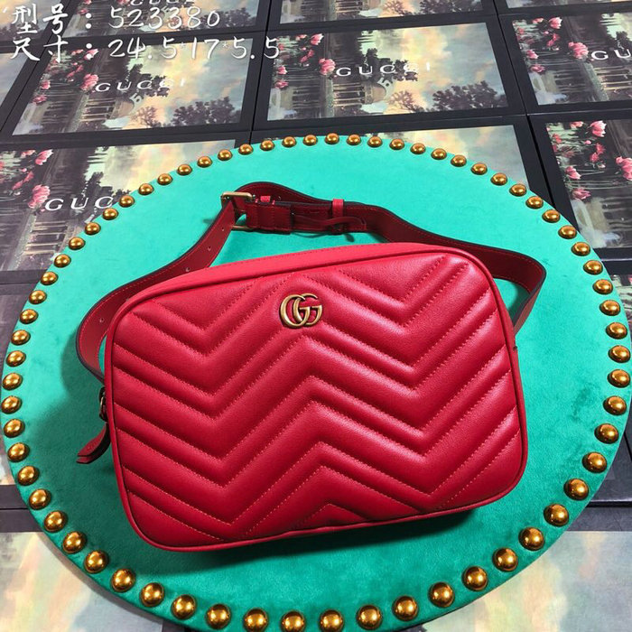 Gucci GG Marmont Matelasse Belt Bag Red 523380