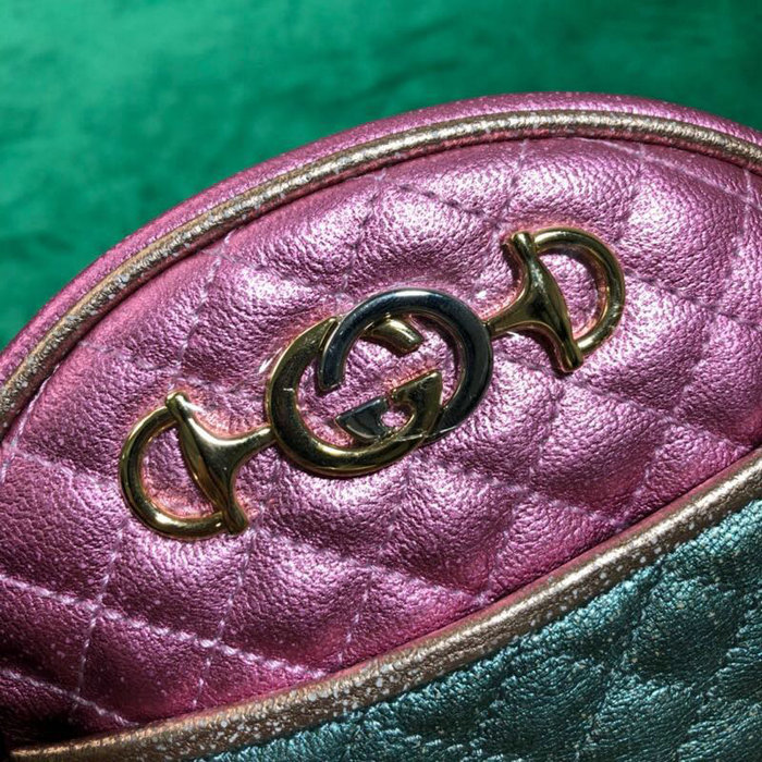 Gucci Laminated Leather Mini Bag Pink and Green 534951