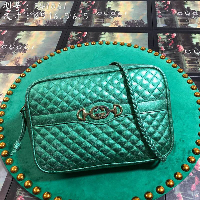 Gucci Laminated Leather Small Shoulder Bag Green 541061