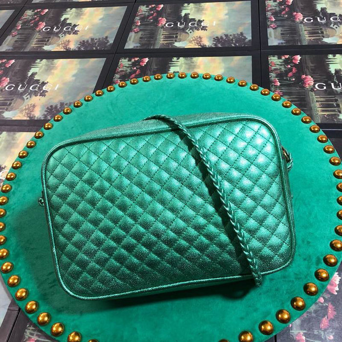 Gucci Laminated Leather Small Shoulder Bag Green 541061