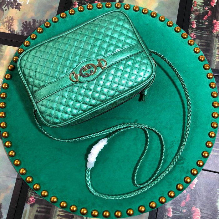 Gucci Laminated Leather Small Shoulder Bag Green 541061