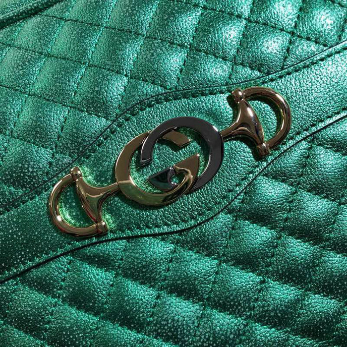 Gucci Laminated Leather Small Shoulder Bag Green 541061