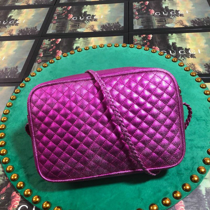 Gucci Laminated Leather Small Shoulder Bag Purple 541061