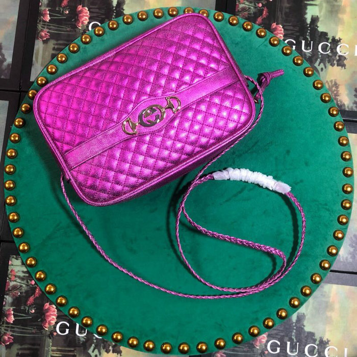 Gucci Laminated Leather Small Shoulder Bag Purple 541061