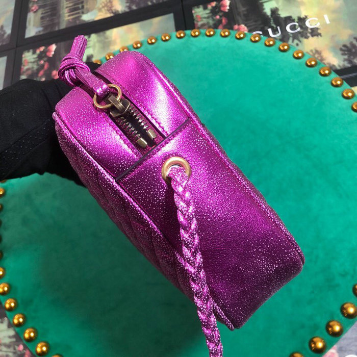 Gucci Laminated Leather Small Shoulder Bag Purple 541061