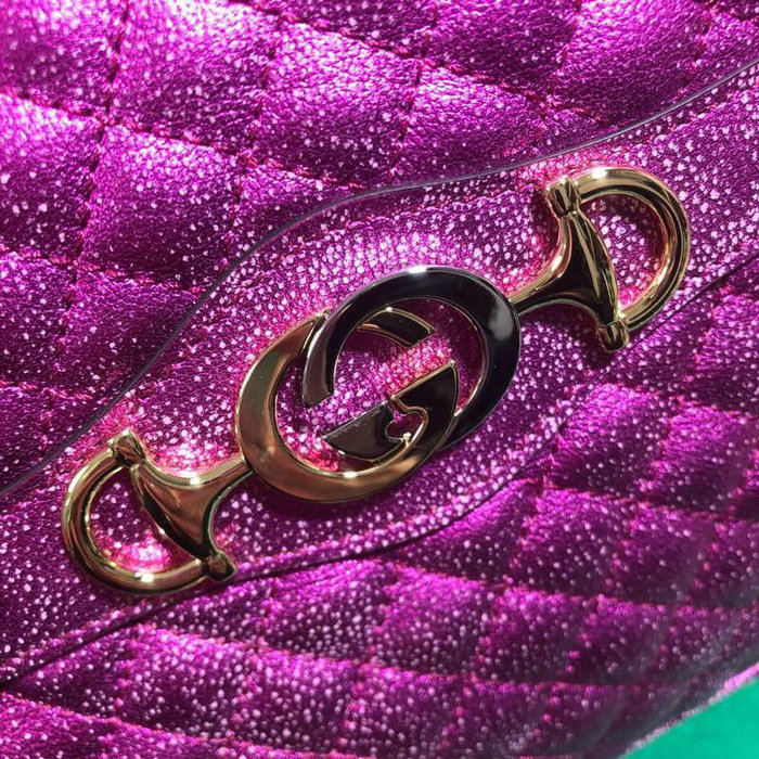 Gucci Laminated Leather Small Shoulder Bag Purple 541061