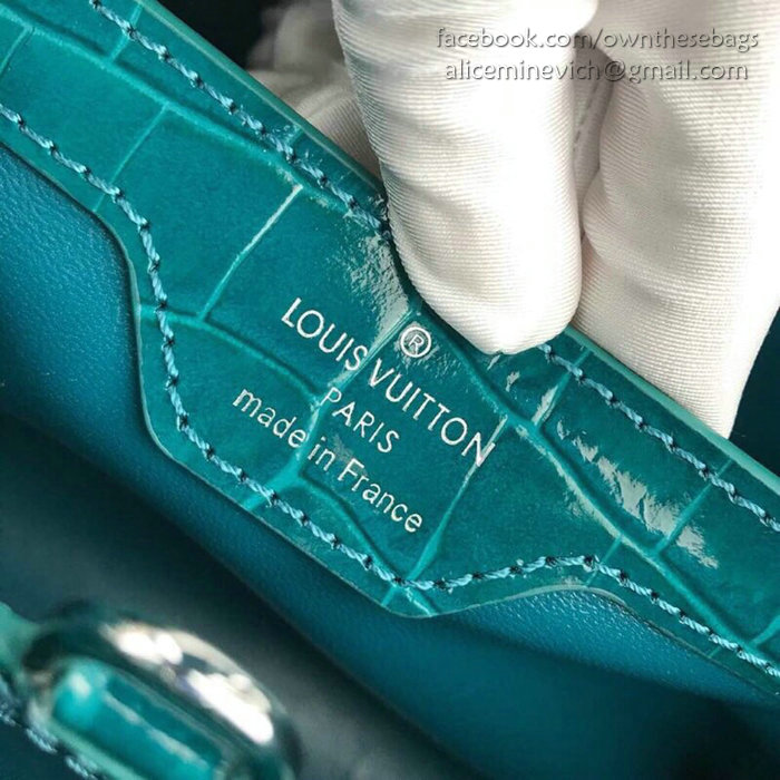 Louis Vuitton Calfskin Capucines Mini Bleu canard N94227