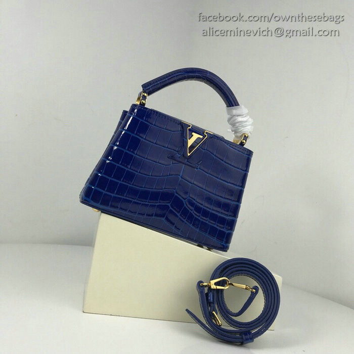 Louis Vuitton Calfskin Capucines Mini Blue N94227