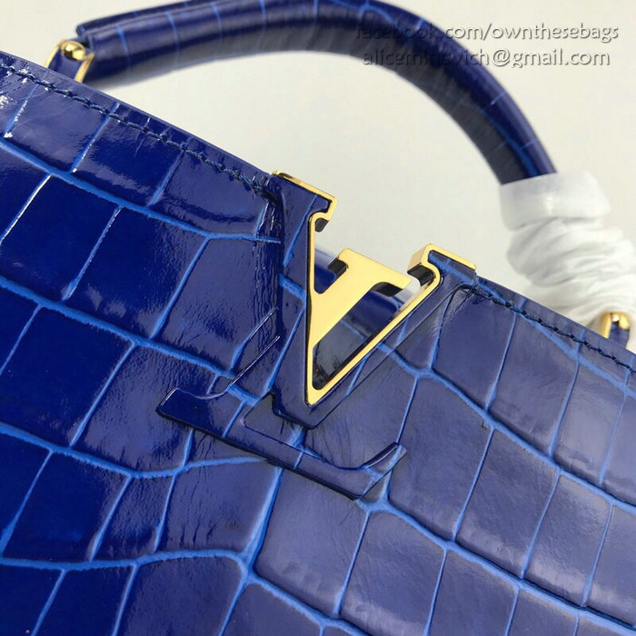 Louis Vuitton Calfskin Capucines Mini Blue N94227