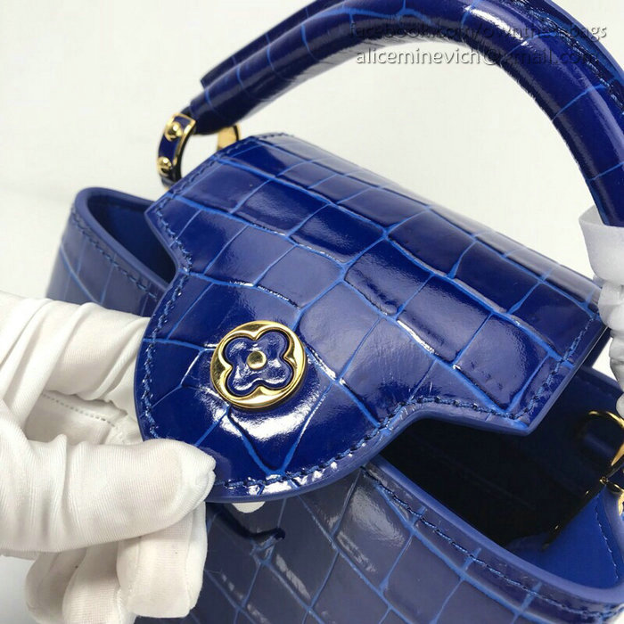 Louis Vuitton Calfskin Capucines Mini Blue N94227