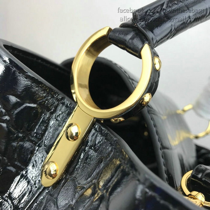 Louis Vuitton Calfskin Capucines Mini Noir N94227