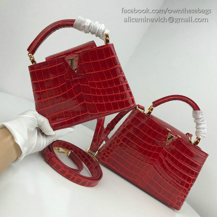 Louis Vuitton Calfskin Capucines Mini Red N94227