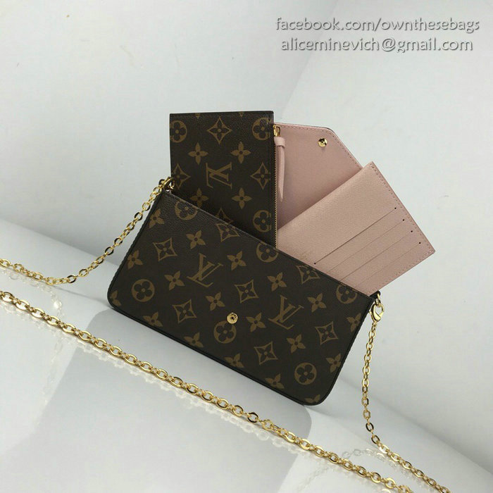 Louis Vuitton Monogram Canvas Felicie Chain Wallet Pink M61276