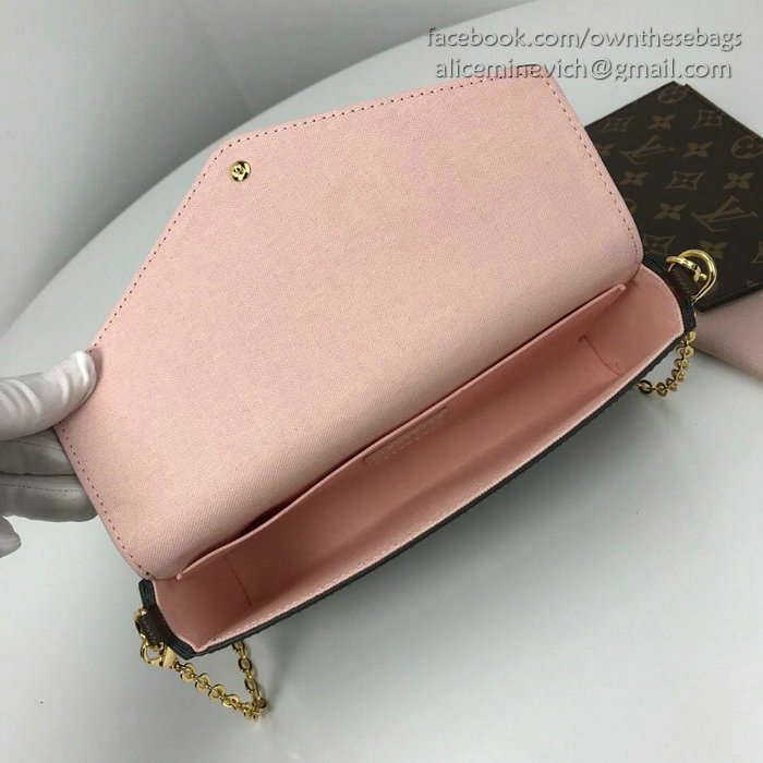 Louis Vuitton Monogram Canvas Felicie Chain Wallet Pink M61276