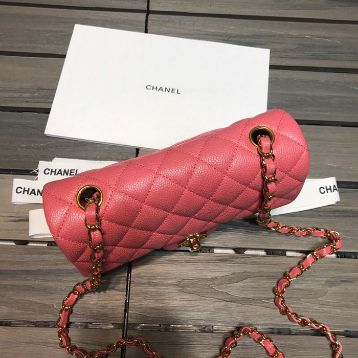 Classic Chanel Caviar Leather Small Flap Bag Pink with Gold Hardware CF1116