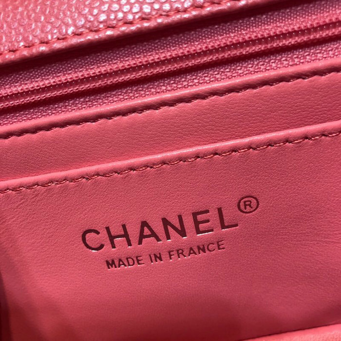 Classic Chanel Caviar Leather Small Flap Bag Pink with Silver Hardware CF1116