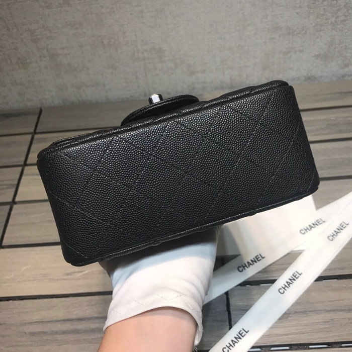 Classic Chanel Grained Calfskin Mini Bag Black with Black Hardware CF1115