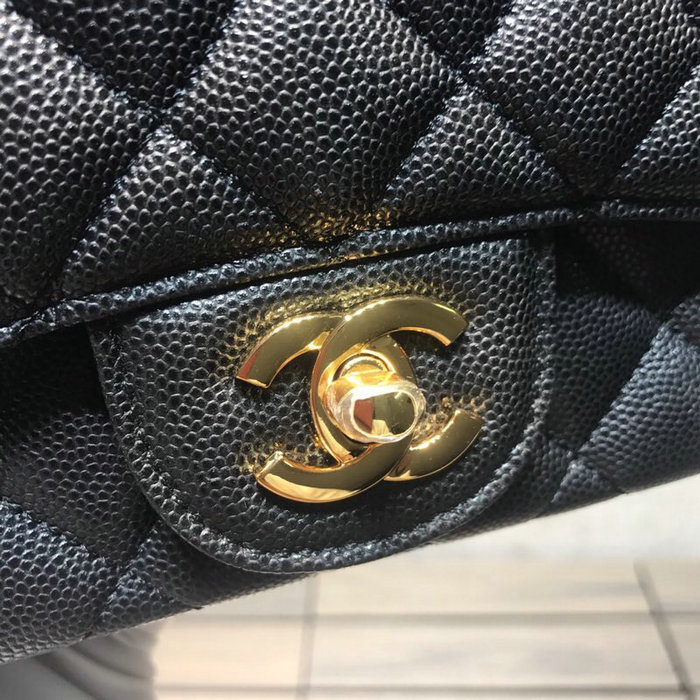 Classic Chanel Grained Calfskin Mini Bag Black with Gold Hardware CF1115