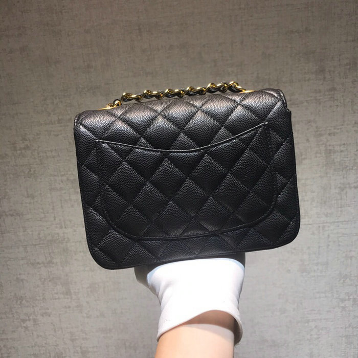 Classic Chanel Grained Calfskin Mini Bag Black with Gold Hardware CF1115