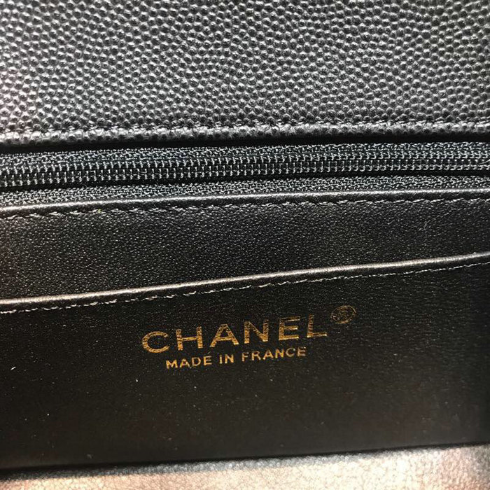 Classic Chanel Grained Calfskin Mini Bag Black with Gold Hardware CF1115