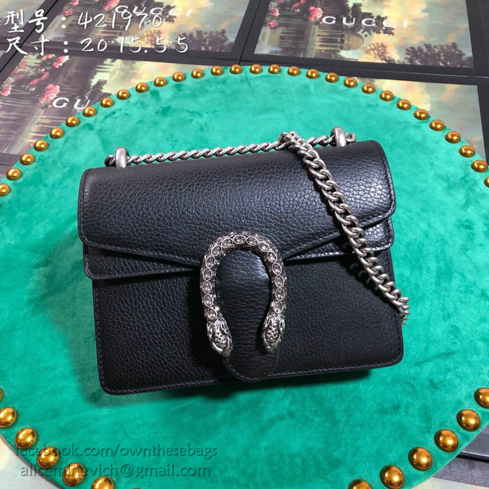 Gucci Dionysus Leather Mini Bag Black 421970