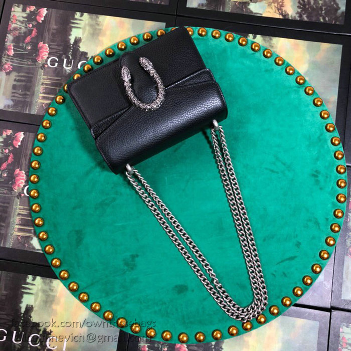 Gucci Dionysus Leather Mini Bag Black 421970