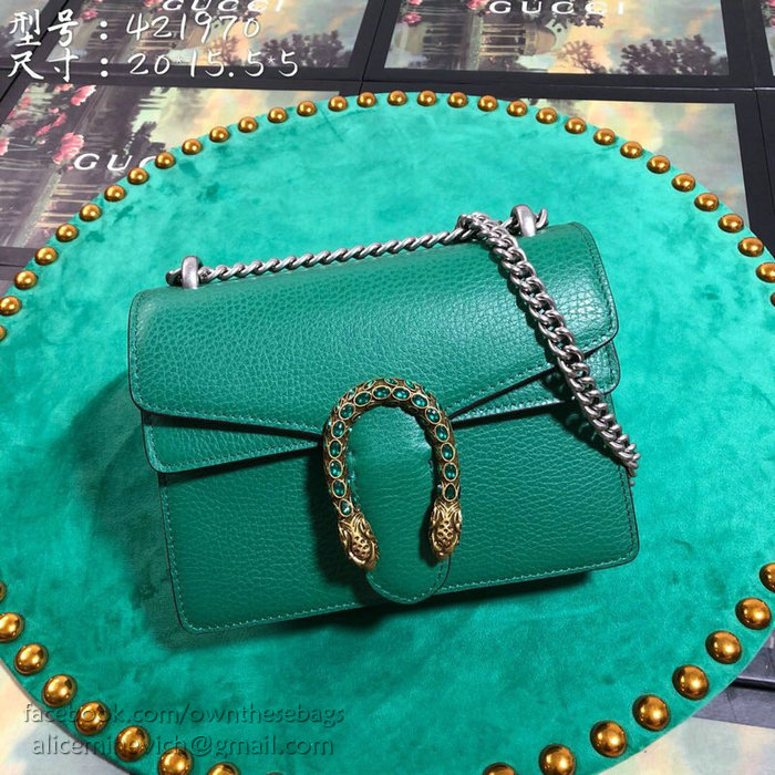 Gucci Dionysus Leather Mini Bag Green 421970