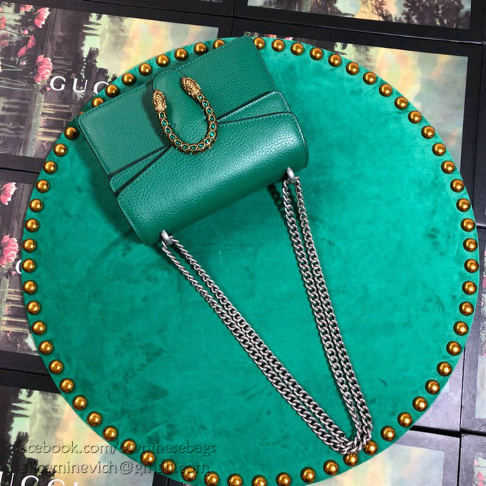 Gucci Dionysus Leather Mini Bag Green 421970