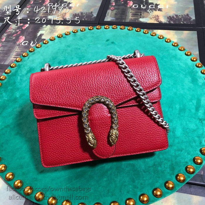 Gucci Dionysus Leather Mini Bag Red 421970