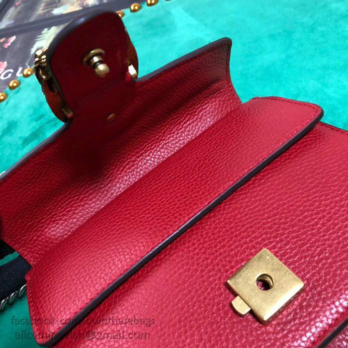 Gucci Dionysus Leather Mini Bag Red 421970