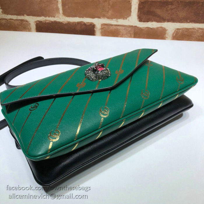 Gucci Medium Double Shoulder Bag Green and Black 524822