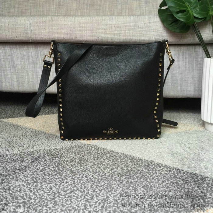 Valentino Soft Calfskin Hobo Bag Black V50031