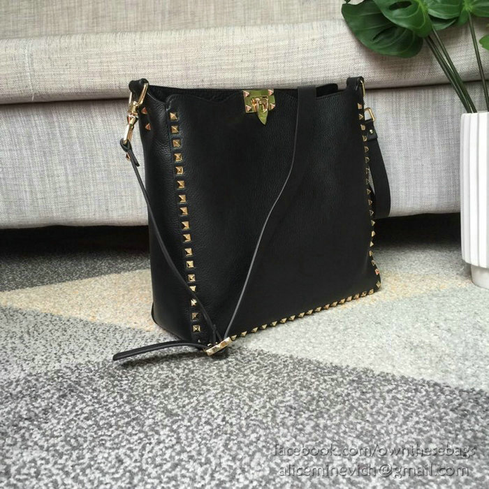 Valentino Soft Calfskin Hobo Bag Black V50031