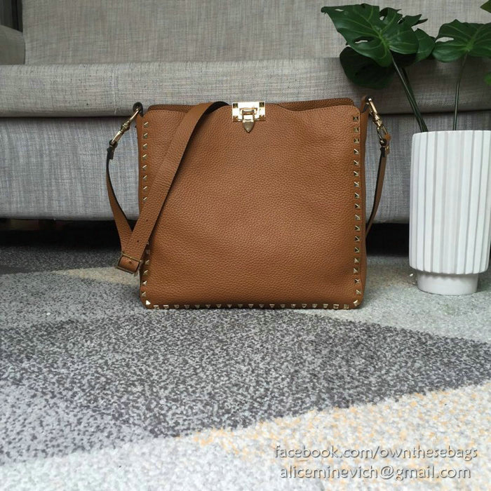 Valentino Soft Calfskin Hobo Bag Brown V50031